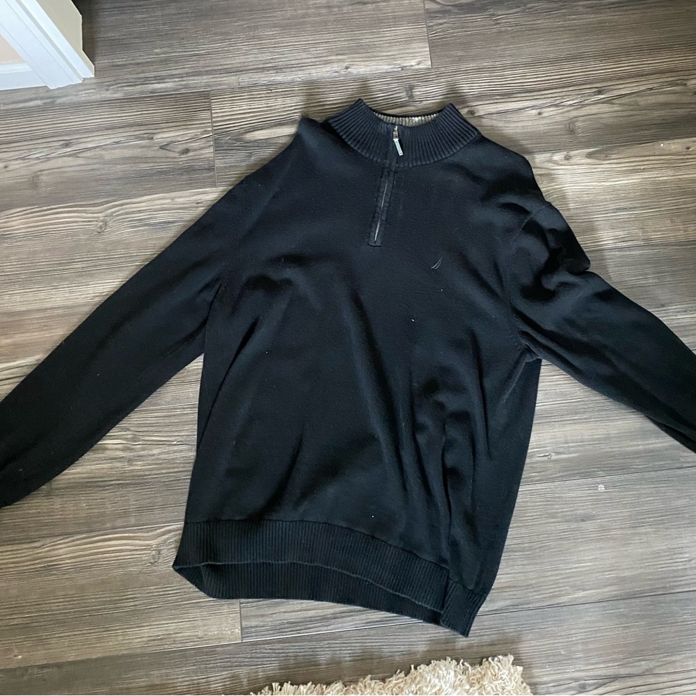 Men’s Nautica Quarter-Zip Pullover, size XXL (smaller?), black, fair condition